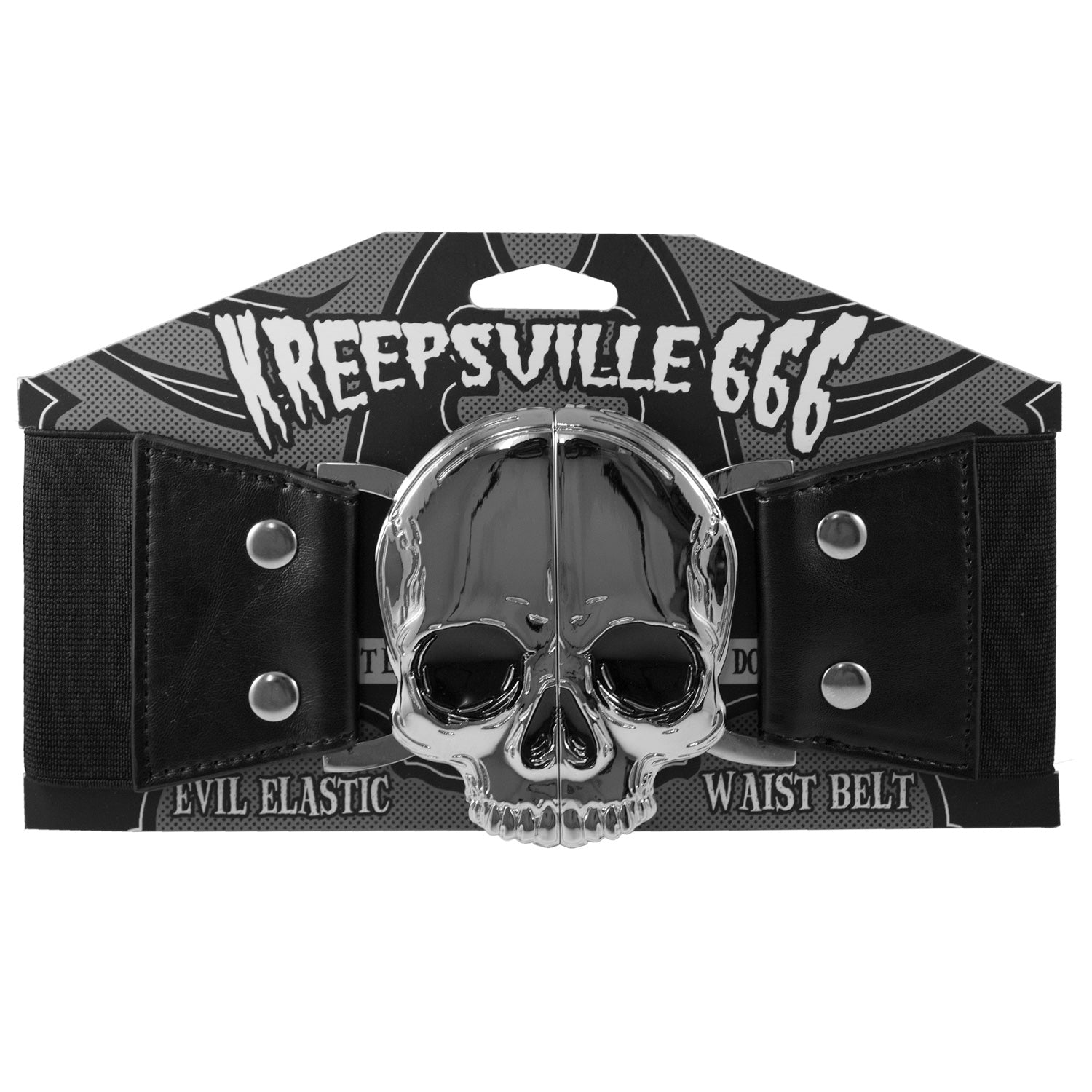Kreepsville 666 Elastic Waist Belt Skull Black