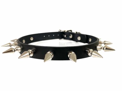 Black Leather w 3 Silver Spikes