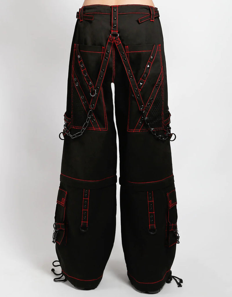 Black & Red Stitch Chain Carpenter Pants