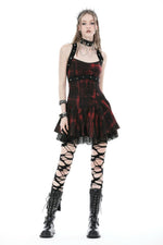 Black and Red Punk Halter Dress