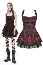 Black and Red Punk Halter Dress