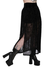 Blk Long Skirt Sheer Bottom