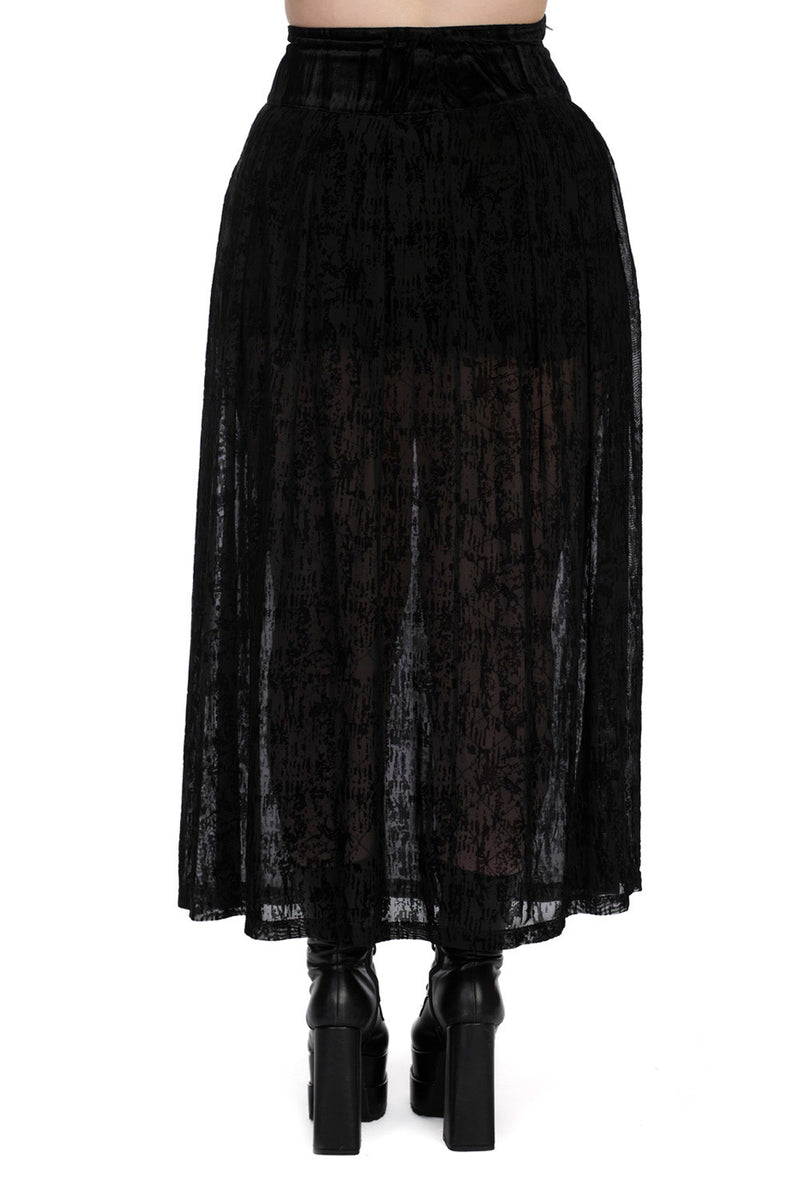 Blk Long Skirt Sheer Bottom