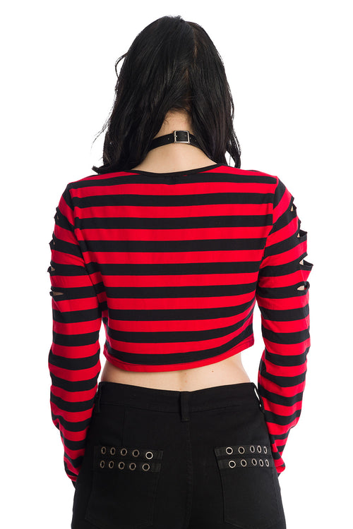 Chantrea Top-Red Cut Striped