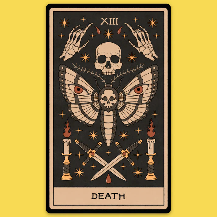 Death Tarot Card w/moth Sticker