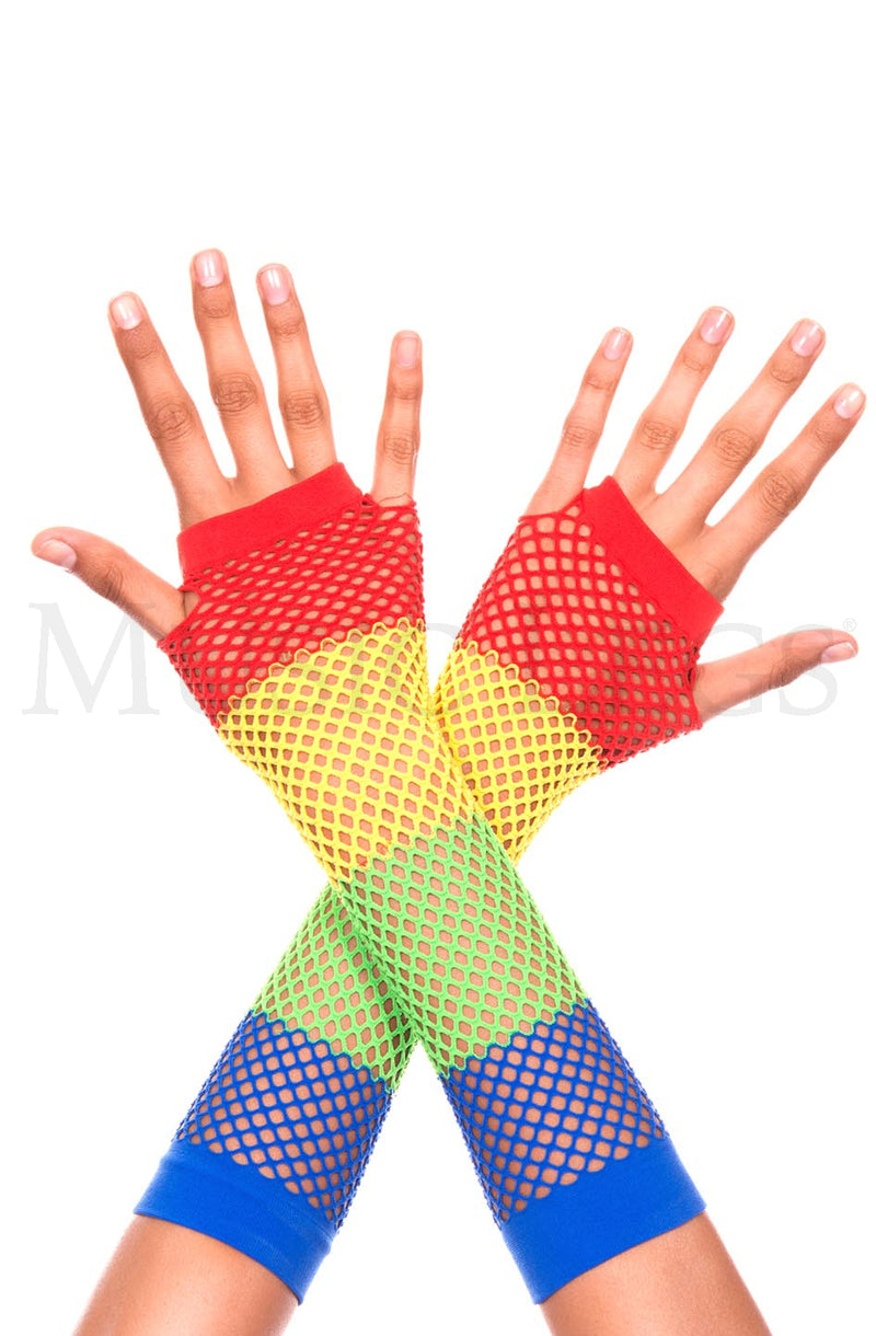 Fishnet Fingerless Rainbow Long