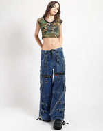 Indigo Blue Denim X-Strap Pant