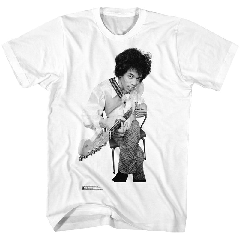 Jimi Hendrix Sitting on White