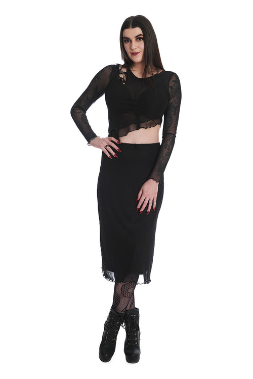 Keir Mesh Long Skirt Black