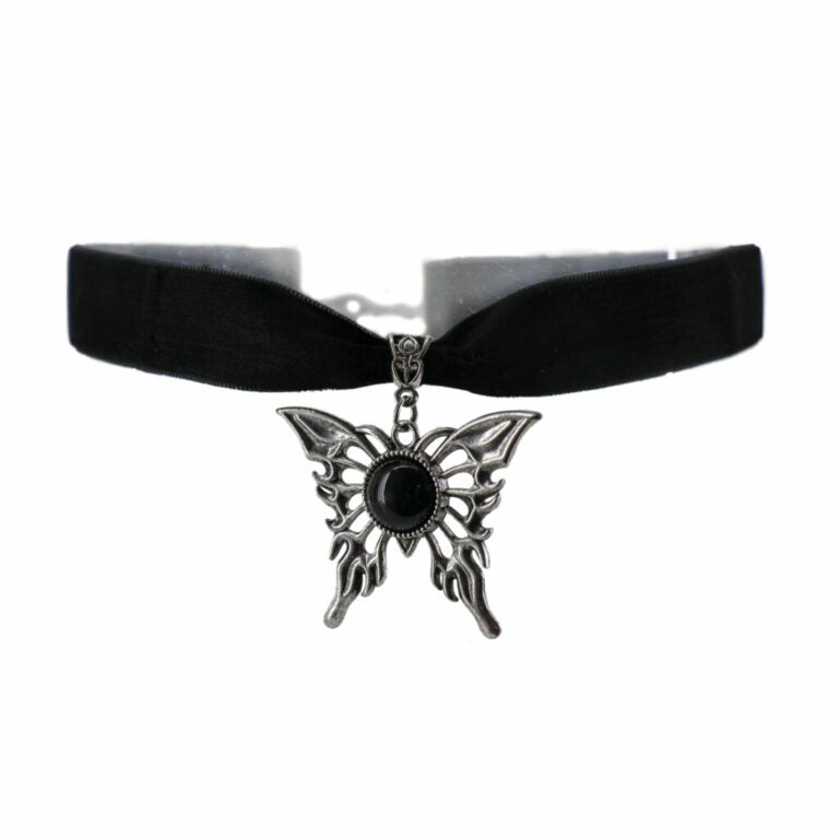 NK-Butterfly Choker w/Black Gem