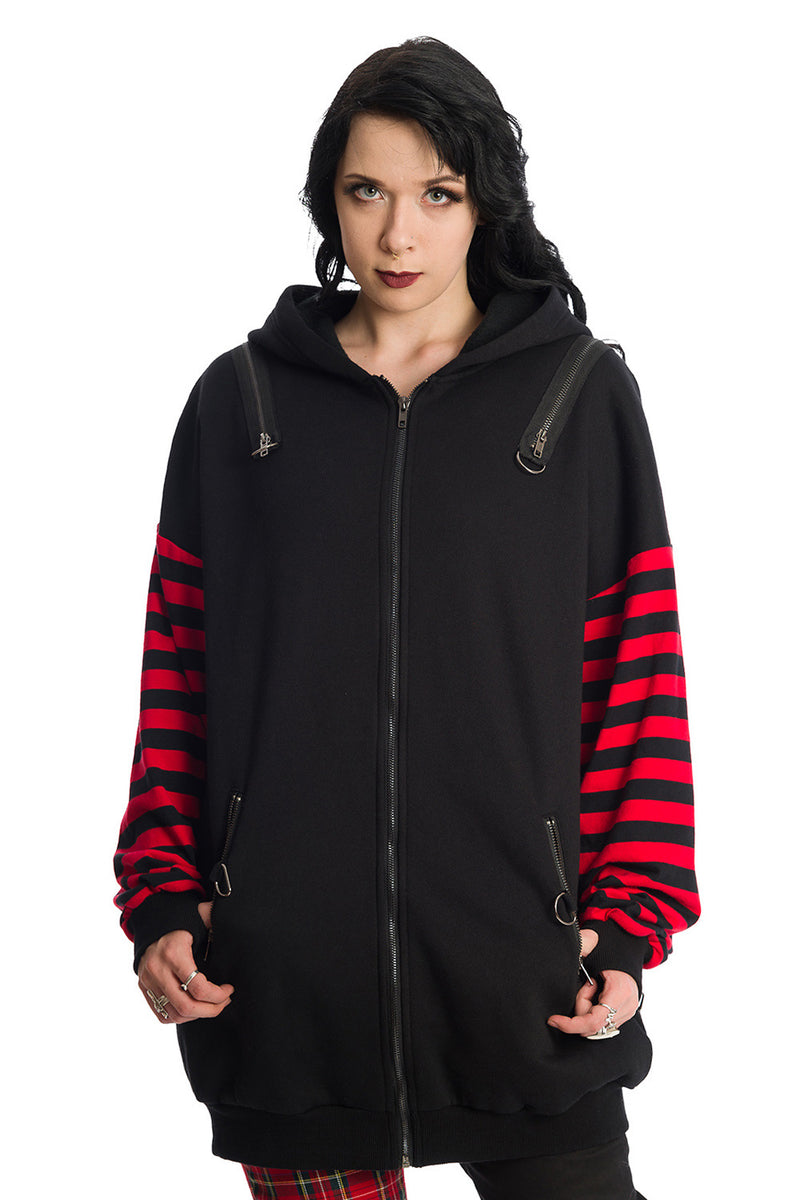 Red clearance striped hoodie