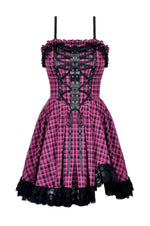 Rebel Pink Plaid Dress w/lace