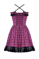 Rebel Pink Plaid Dress w/lace