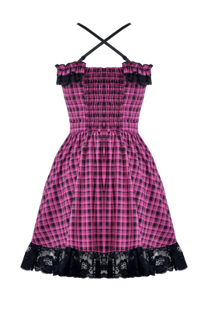 Rebel Pink Plaid Dress w/lace