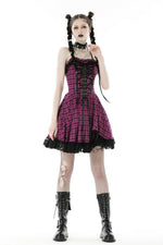 Rebel Pink Plaid Dress w/lace