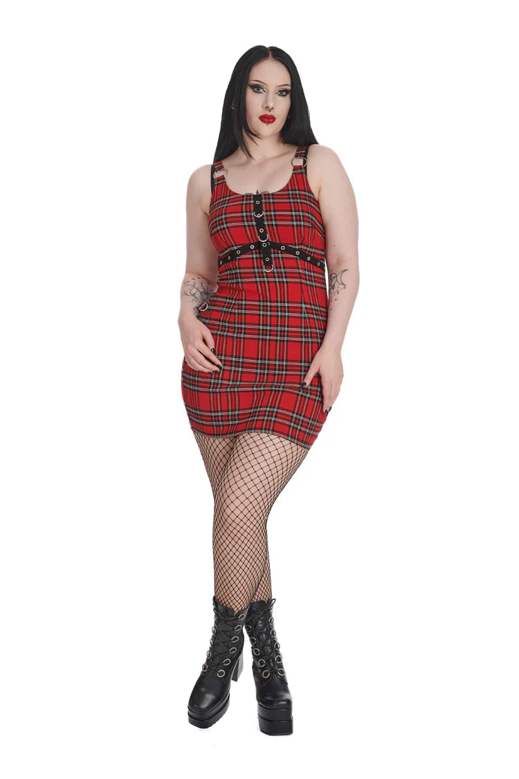 Rebel Riot Check Dress Red