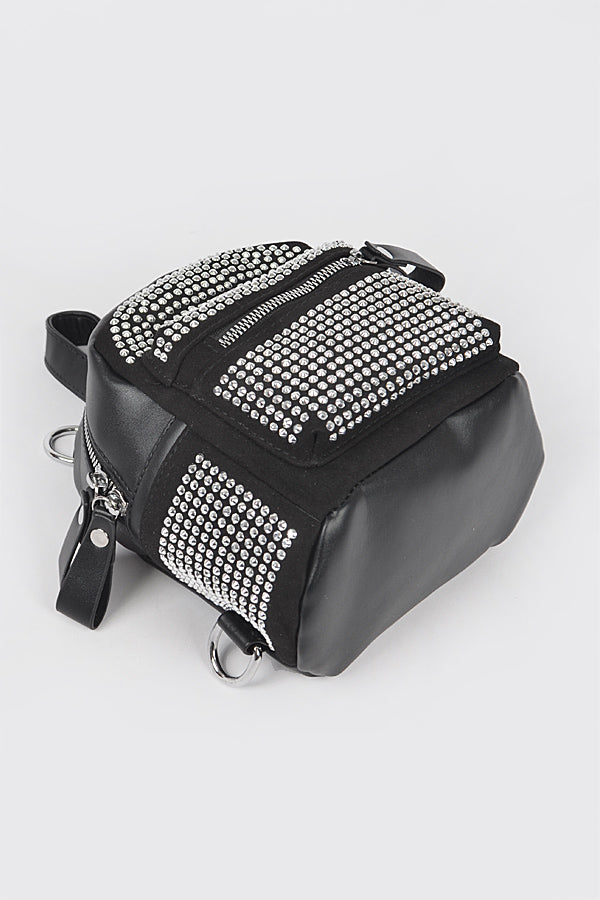 Rhinestone Backpack Black