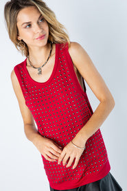 Sleeveless Tank W/ Metal Stud