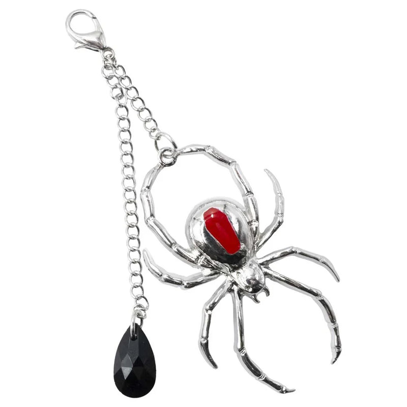 Spider Charm Web Clip Silver