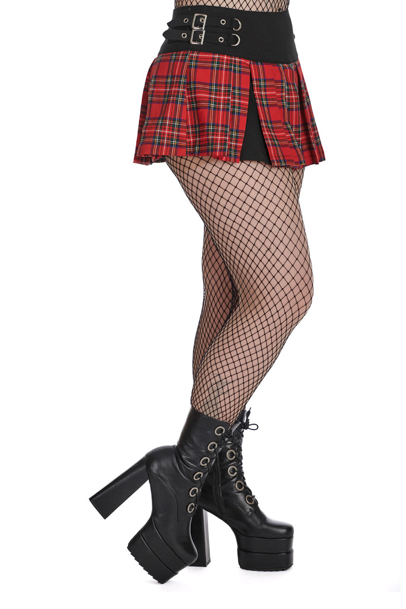 Street Punk Mini Skirt-Blk/Red