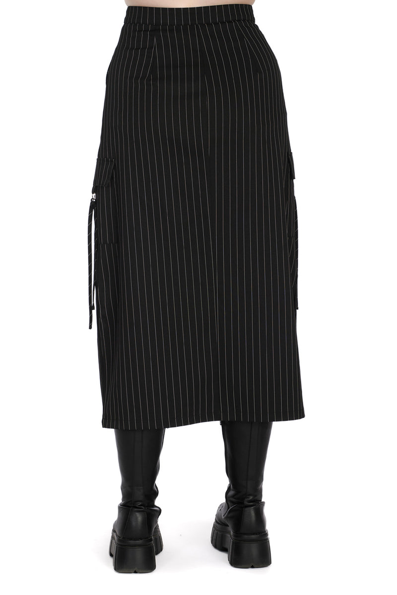 Tripping Skirt Black Pinstripe